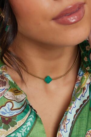 Beaded necklace clover - Natural stones collection Green & Gold Stainless Steel h5 Picture3